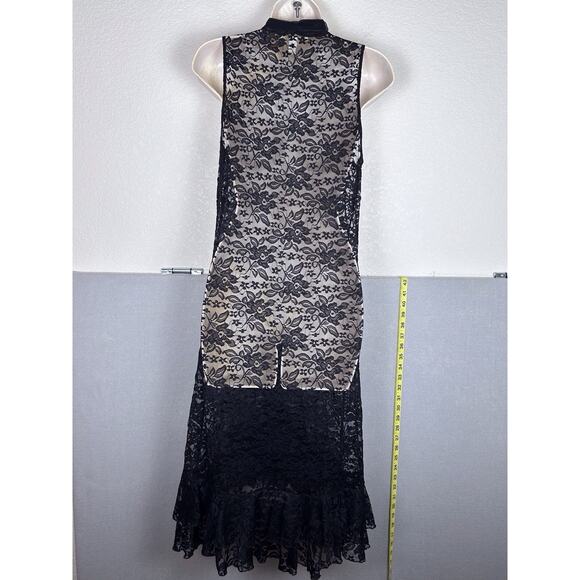 VTG Weston Wear M black tiered lace chiffon collar & ruffle whimsigoth coquette - Picture 3 of 5